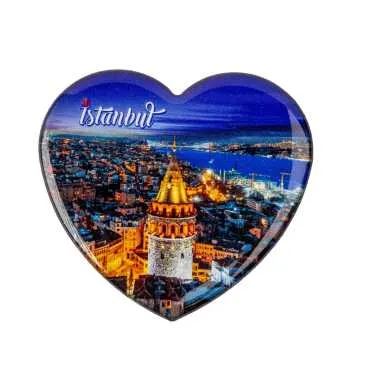 Toptan İstanbul Temalı Myros Kalp Magnet 65x60 mm - 15