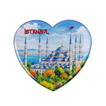 Toptan İstanbul Temalı Myros Kalp Magnet 65x60 mm - 16