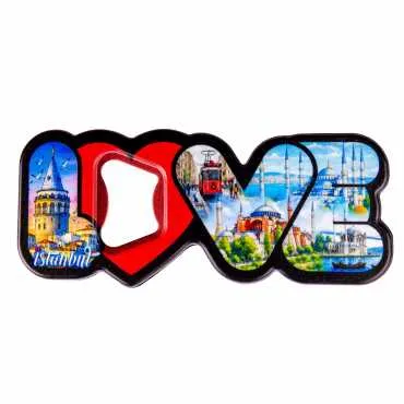 İstanbul Themed UV Love Bottle Opener Refrigerator Magnet - 5
