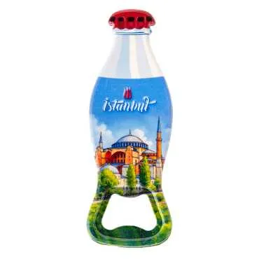 Istanbul Themed Customised Uv Printed Coca Cola Bottle Shape Plastic Base Bottle Opener 42x120 mm