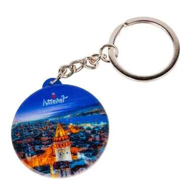 Istanbul Themed Customised UV Printed Plastic Base Square Keyring 38x100 mm - 9