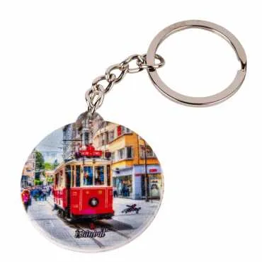 Istanbul Themed Customised UV Printed Plastic Base Square Keyring 38x100 mm - 8