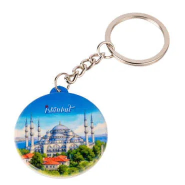 Toptan İstanbul Temalı Uv Baskılı Yuvarlak Anahtarlık 38x100 mm