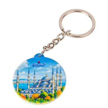 Istanbul Themed Customised UV Printed Plastic Base Square Keyring 38x100 mm - 5