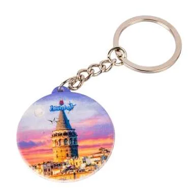Istanbul Themed Customised UV Printed Plastic Base Square Keyring 38x100 mm - 6