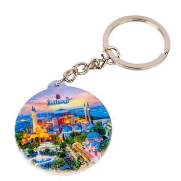 Istanbul Themed Customised UV Printed Plastic Base Square Keyring 38x100 mm - 7