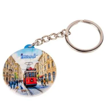 Istanbul Themed Customised UV Printed Plastic Base Square Keyring 38x100 mm - 2