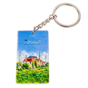 Istanbul Themed Customised UV Printed Plastic Base Rectangle Keyring 31x106 mm