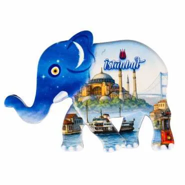 Toptan İstanbul Temalı Uv Baskılı Fil Şekilli Magnet 86x62 mm - 4