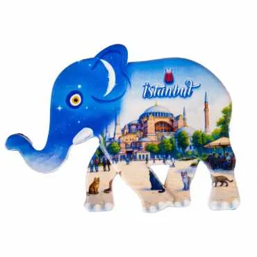 Toptan İstanbul Temalı Uv Baskılı Fil Şekilli Magnet 86x62 mm - 12