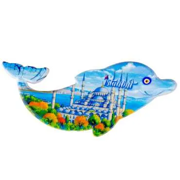Istanbul Themed Customised UV Printed Plastic Base Dolphin Shaped  Fridge Magnet 110x50 mm - 6