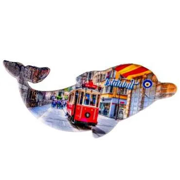 Istanbul Themed Customised UV Printed Plastic Base Dolphin Shaped  Fridge Magnet 110x50 mm - 10