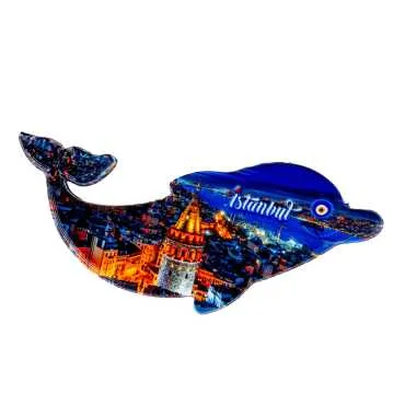 Istanbul Themed Customised UV Printed Plastic Base Dolphin Shaped  Fridge Magnet 110x50 mm - 11