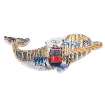 Istanbul Themed Customised UV Printed Plastic Base Dolphin Shaped  Fridge Magnet 110x50 mm - 17