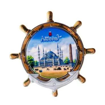 Istanbul Themed Customised UV Printed Plastic Base Marin Rudder Shaped Fridge Magnet 82x82 mm - 22