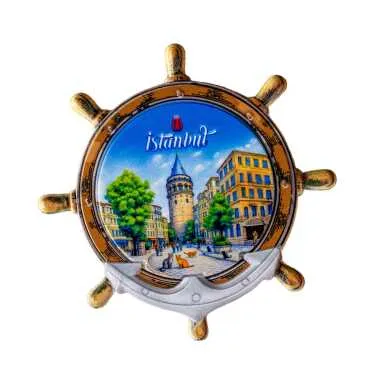 Istanbul Themed Customised UV Printed Plastic Base Marin Rudder Shaped Fridge Magnet 82x82 mm - 6