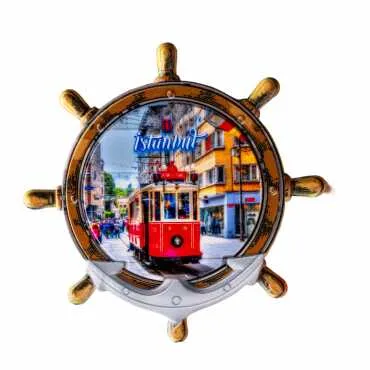Istanbul Themed Customised UV Printed Plastic Base Marin Rudder Shaped Fridge Magnet 82x82 mm - 13