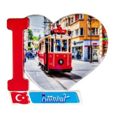 Istanbul Themed Customised UV Printed Plastic Base Heart Shaped Fridge Magnet 86x62 mm - 7