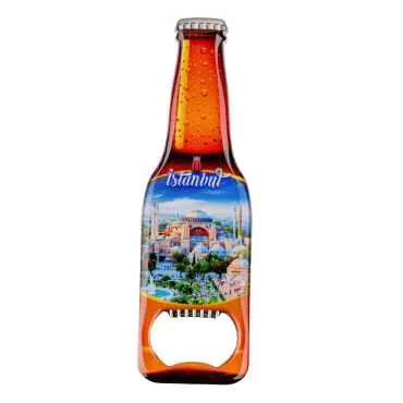 Istanbul Themed Beer Bottle Shaped Metal Magnetic Bottle Opener 130x39 mm
