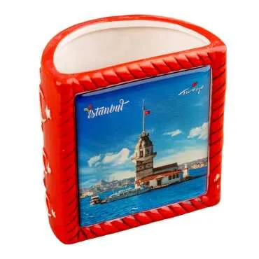 Istanbul Themed Ceramic Moon & Star Pencil Holder
