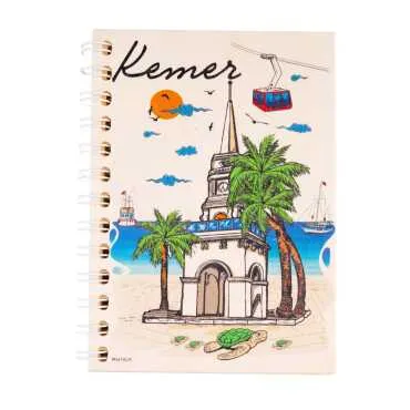 Kemer Themed Custom Printed Wood Cover Notebook 90X140 Mm - 4