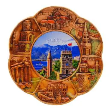 Antalya Themed Plaster Raised Cottage Wall Plate 15 Cm