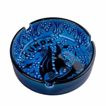 Cunda Temalı Çini Küçük Turkuaz Klasik Küllük - 6