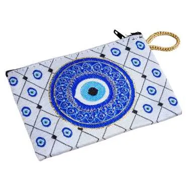 Nazar Temalı Dokuma Minik Cüzdan 75x110 mm - 9