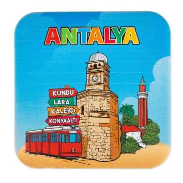 Antalya Temalı MYROS UV KARE BARDAKALTI 100 MM