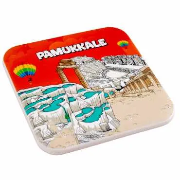 Pamukkale Temalı MYROS UV KARE BARDAKALTI 100 MM - Standart - 3