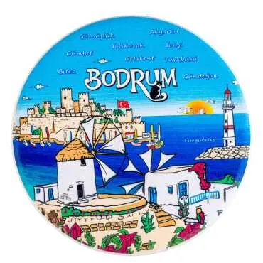 Bodrum Temalı MYROS UV YUVARLAK BARDAKALTI 110 MM