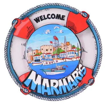 Marmaris Themed Wooden Customised 2D Souvenir Fridge Magnet - 29