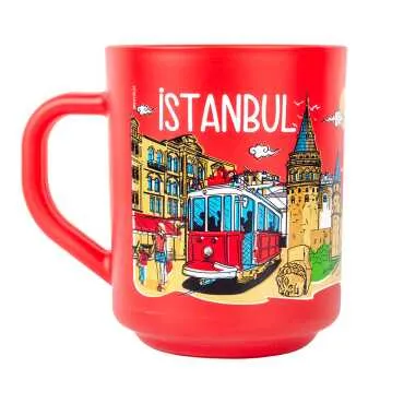 Istanbul Themed Colored Glass Mug - 2