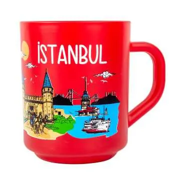 Istanbul Themed Colored Glass Mug - 4