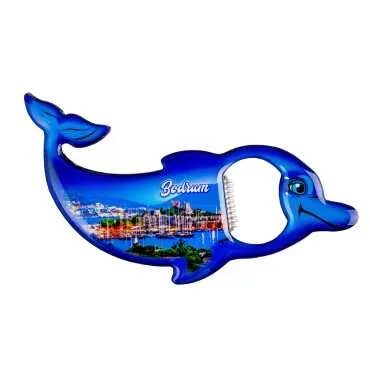 Bodrum Themed Dolphin Shaped Metal Magnetic Bottle Opener 102x67 mm - 2