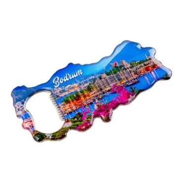 Bodrum Themed Map Shaped Metal Magnetic Bottle Opener 100x45 mm - 2