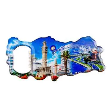 İzmir Temalı Myros Metal Harita Açacak Magnet 100x45 mm - 2