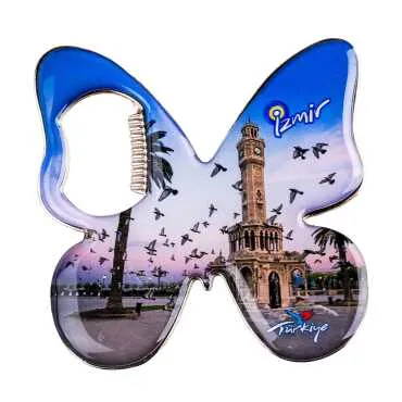 İzmir Temalı Myros Metal Kelebek Açacak Magnet 70x70 mm