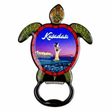 Kuşadası Temalı Myros Metal Kaplumbağa Açacak Magnet 103x75 mm