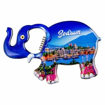 Bodrum Temalı Myros Metal Büyük Fil Açacak Magnet 100x60 mm