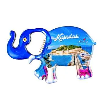 Kuşadası Temalı Myros Metal Büyük Fil Açacak Magnet 100x60 mm