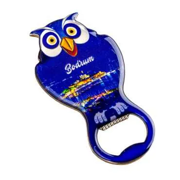 Bodrum Themed Owl Shaped Metal Magnetic Bottle Opener 88x47 mm - 4