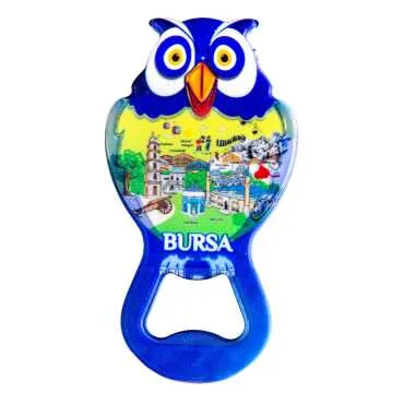 Bursa Temalı Myros Metal Baykuş Açacak Magnet 88x47 mm