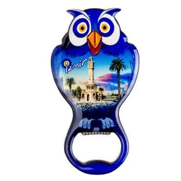 Izmir Themed Owl Shaped Metal Magnetic Bottle Opener 88x47 mm - 2