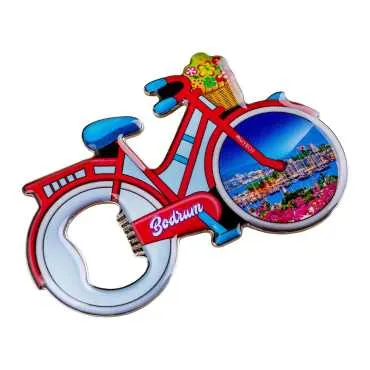Bodrum Temalı Myros Metal Bisiklet Açacak Magnet 100x65 mm