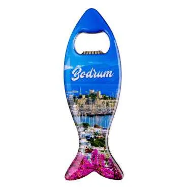 Bodrum Temalı Myros Metal Balık Açacak Magnet 120x43 mm
