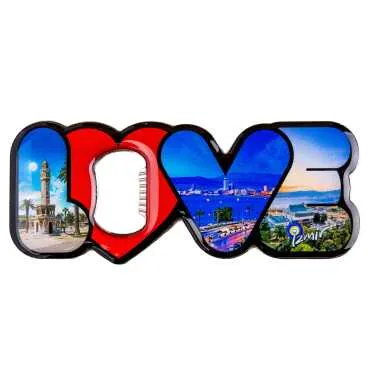 İzmir Temalı Myros Metal Love Açacak Magnet 114x47 mm
