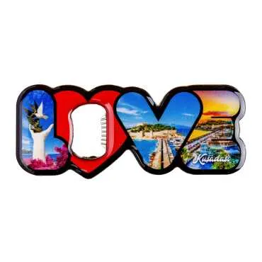 Kuşadası Temalı Myros Metal Love Açacak Magnet 114x47 mm