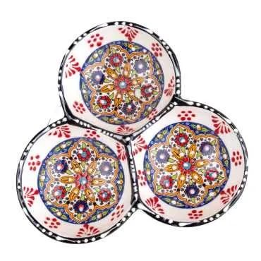 Özel Kabartma Üçlü Yuvarlak Çerezlik Küçük 13 Cm