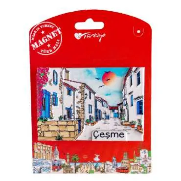 Çeşme Temalı Kartonetli Uv Polyester Magnet